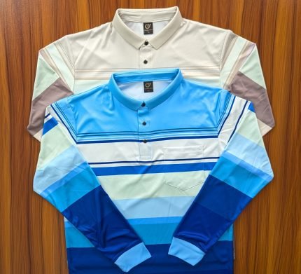Luxury Blue & Ash Full Sleeve Polo Shirt 2pcs Combo-510